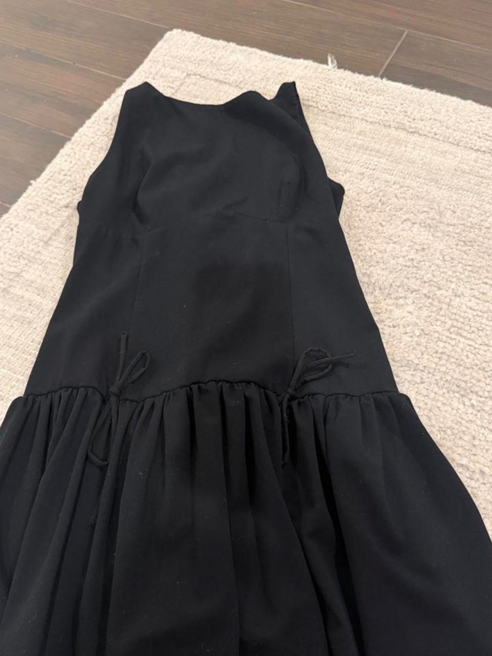 Zara Black Sleeveless Tie-Accent Drop Waist Dress